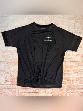 Women's Just Strong Black Muscle Tee with Drawcord Hem